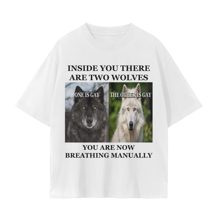 The wolf within us shirt, in white.