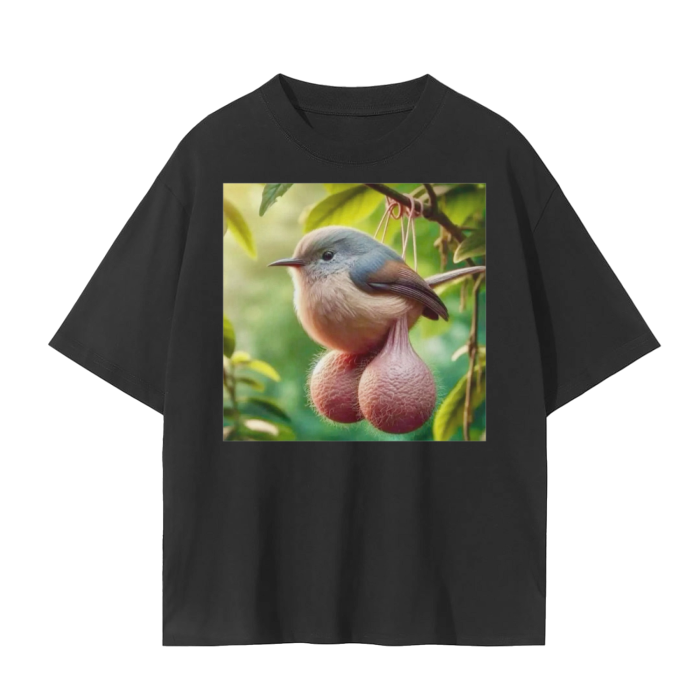 Our Big Balled Bird shirt, in black.
