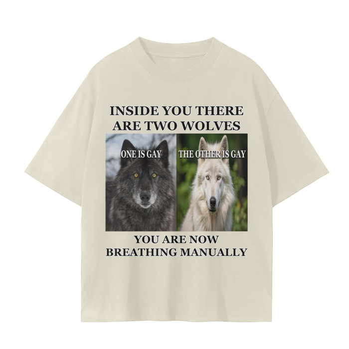 The wolf within us shirt, in cream.