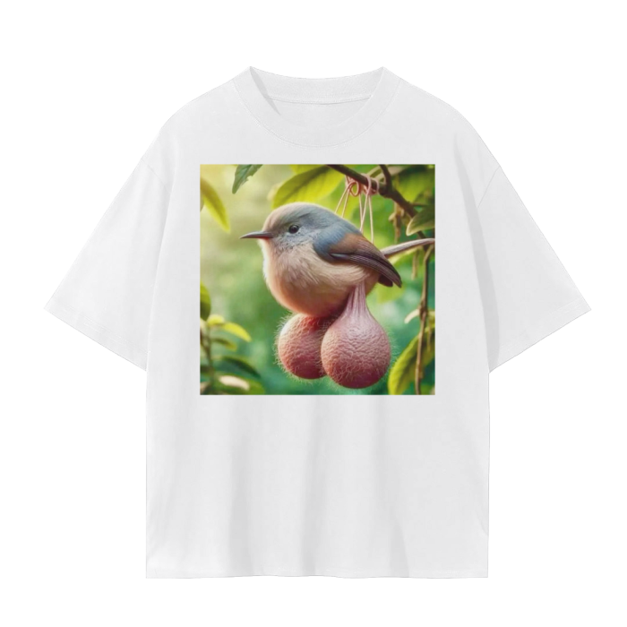 Our Big Balled Bird shirt, in white.