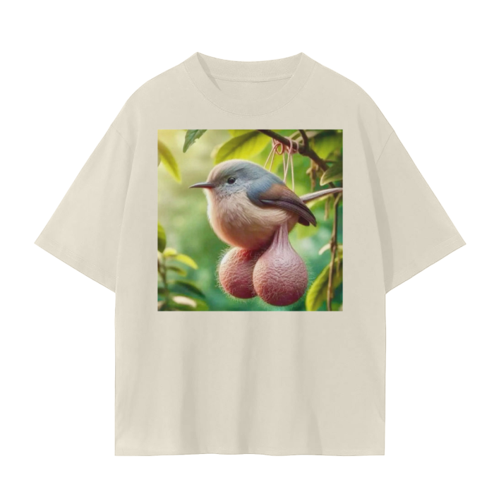 Our Big Balled Bird shirt, in cream.